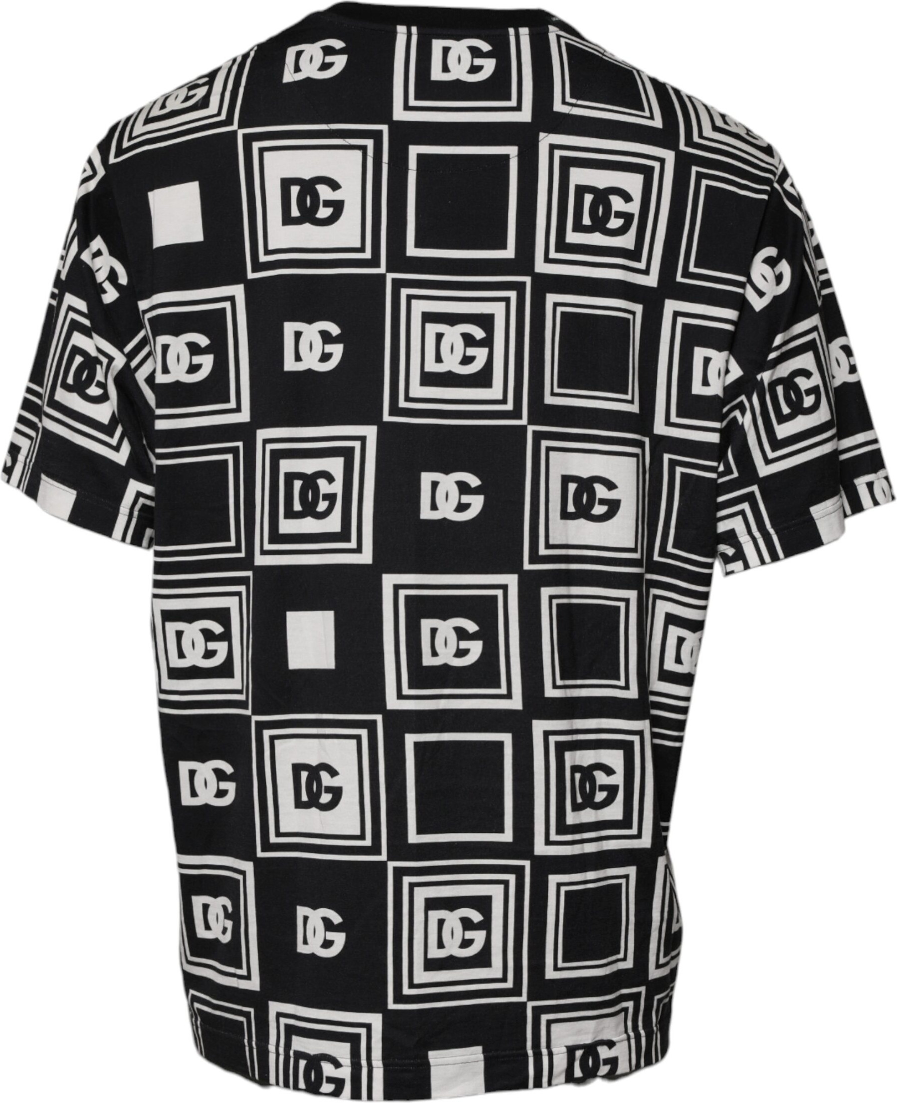 Black Logo Monogram Cotton Crew Neck T-shirt - Dolce & Gabbana