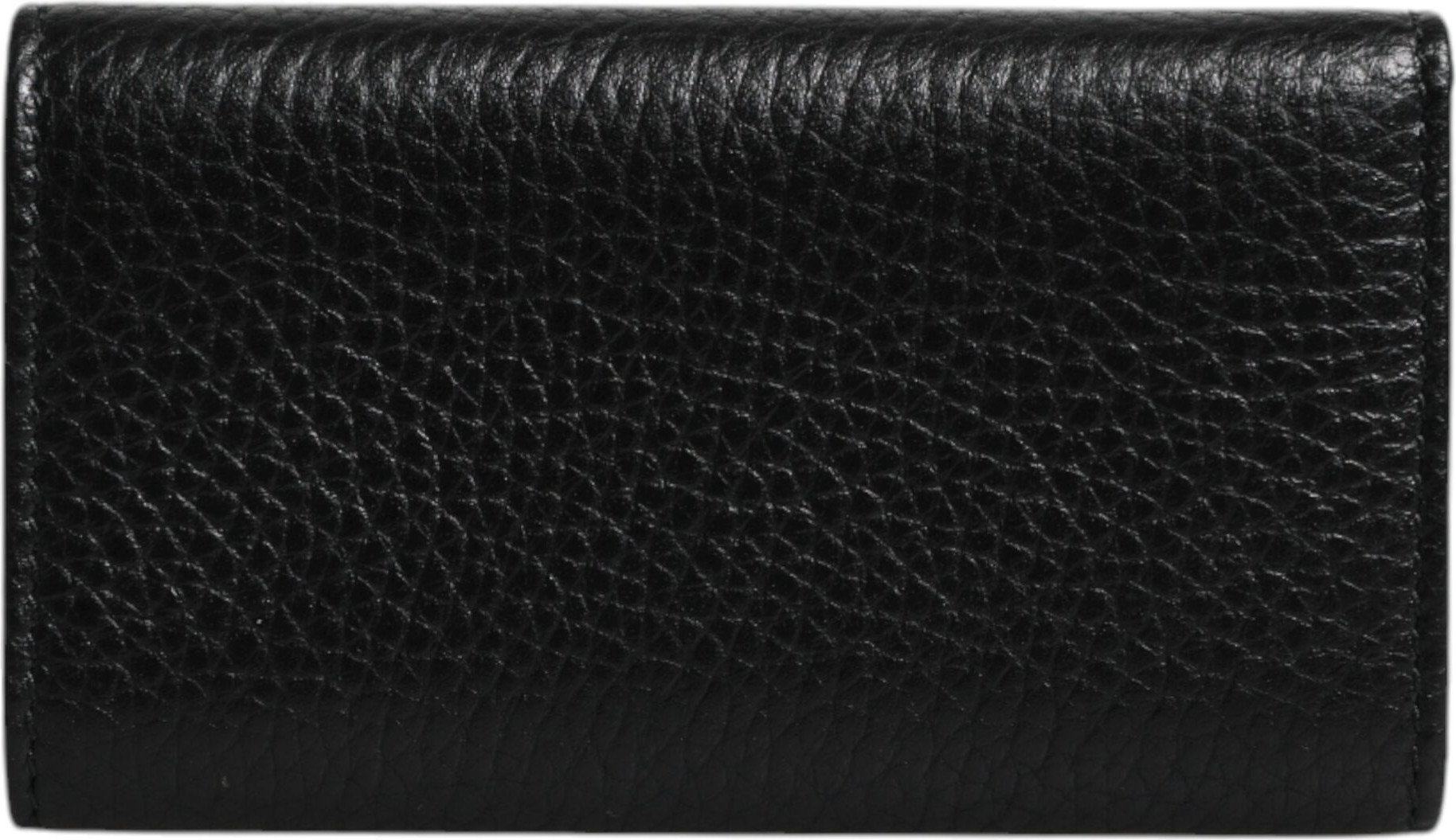 Kaltabaqliq Dolce & Gabbana Uch karra buklanadigan, Qora Charm, Oltin Metall Logotip