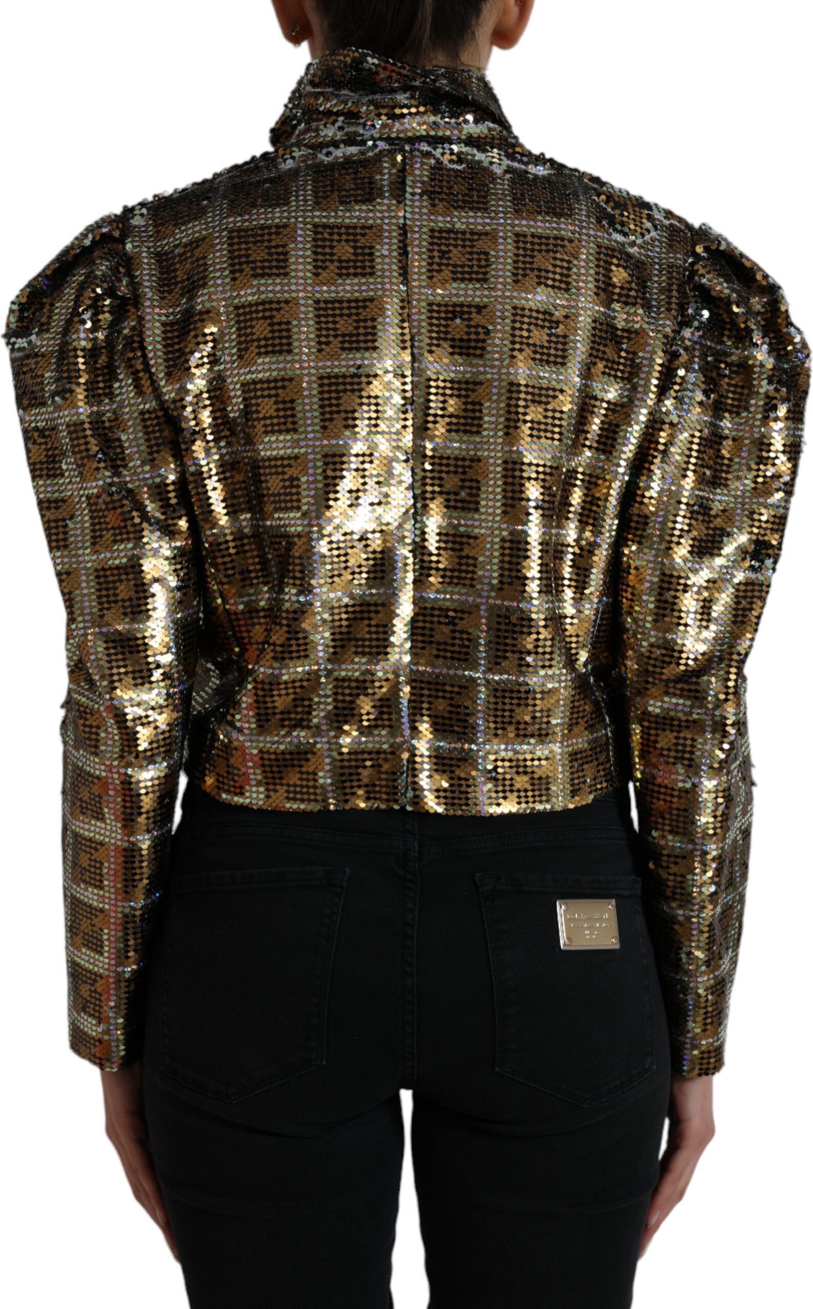 Dolce & Gabbana Multicolor Polyester Sequined Cropped Jacket