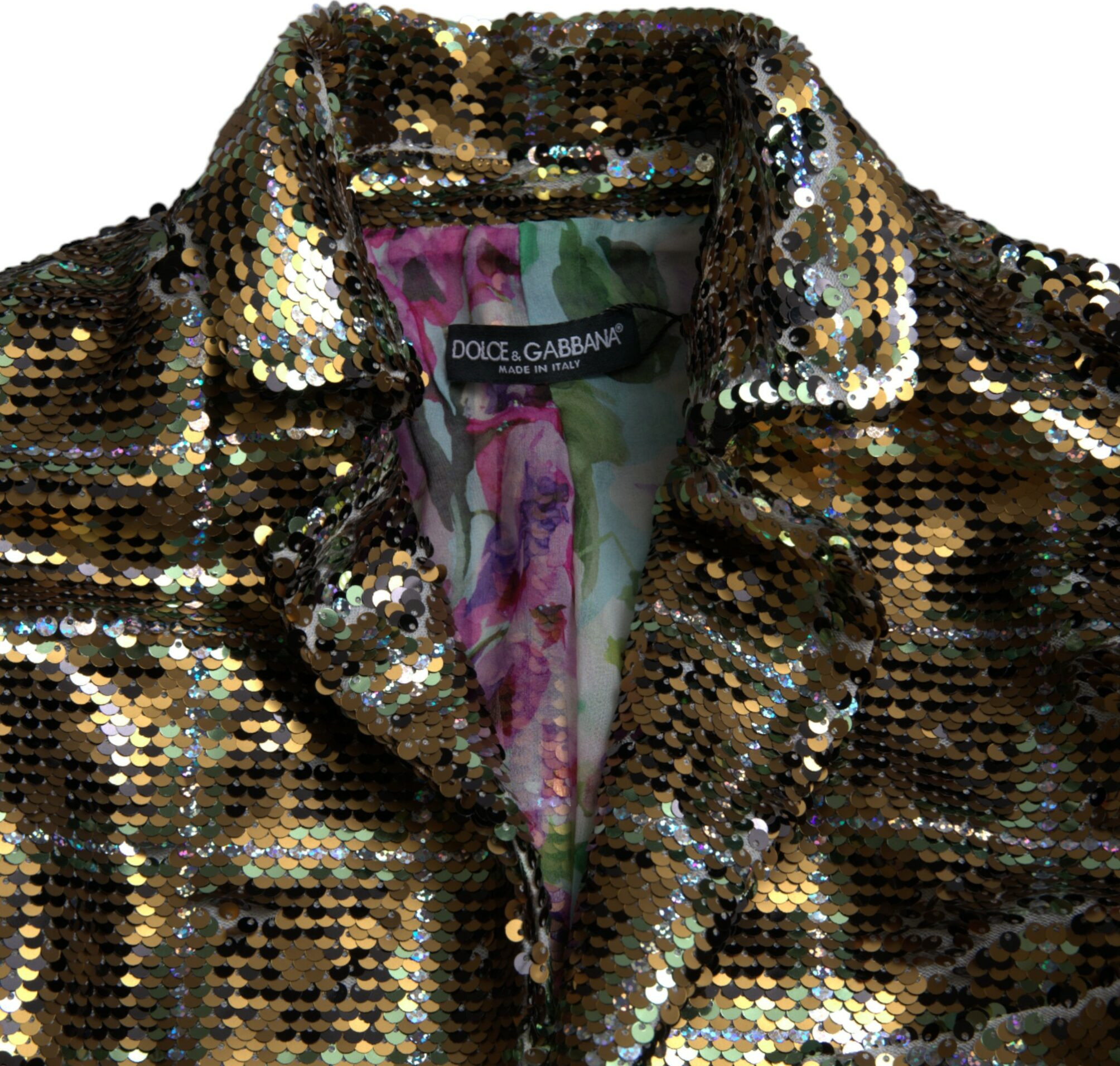 Dolce & Gabbana Multicolor Polyester Sequined Cropped Jacket