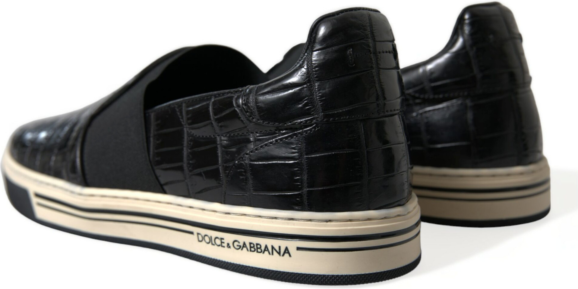 Кроссовки Dolce & Gabbana черные из экзотической кожи крокодила