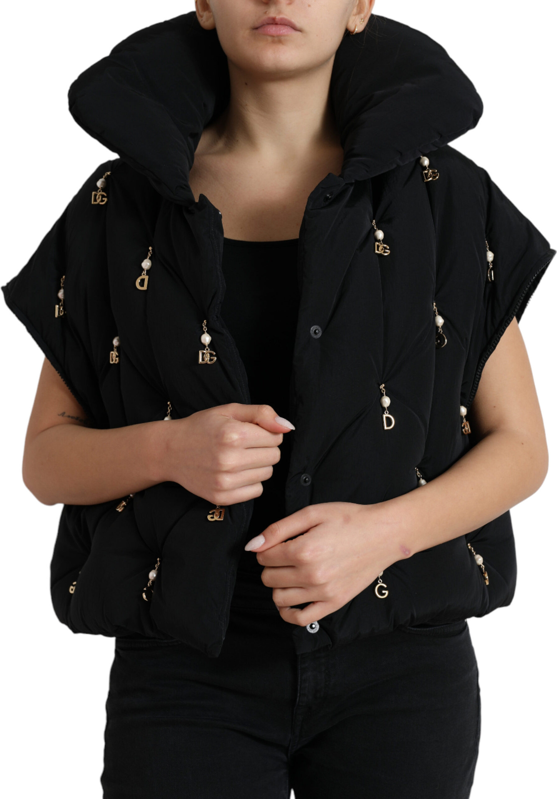 Black Embellished Quilted Shell Bomber Jacket Dolce & Gabbana