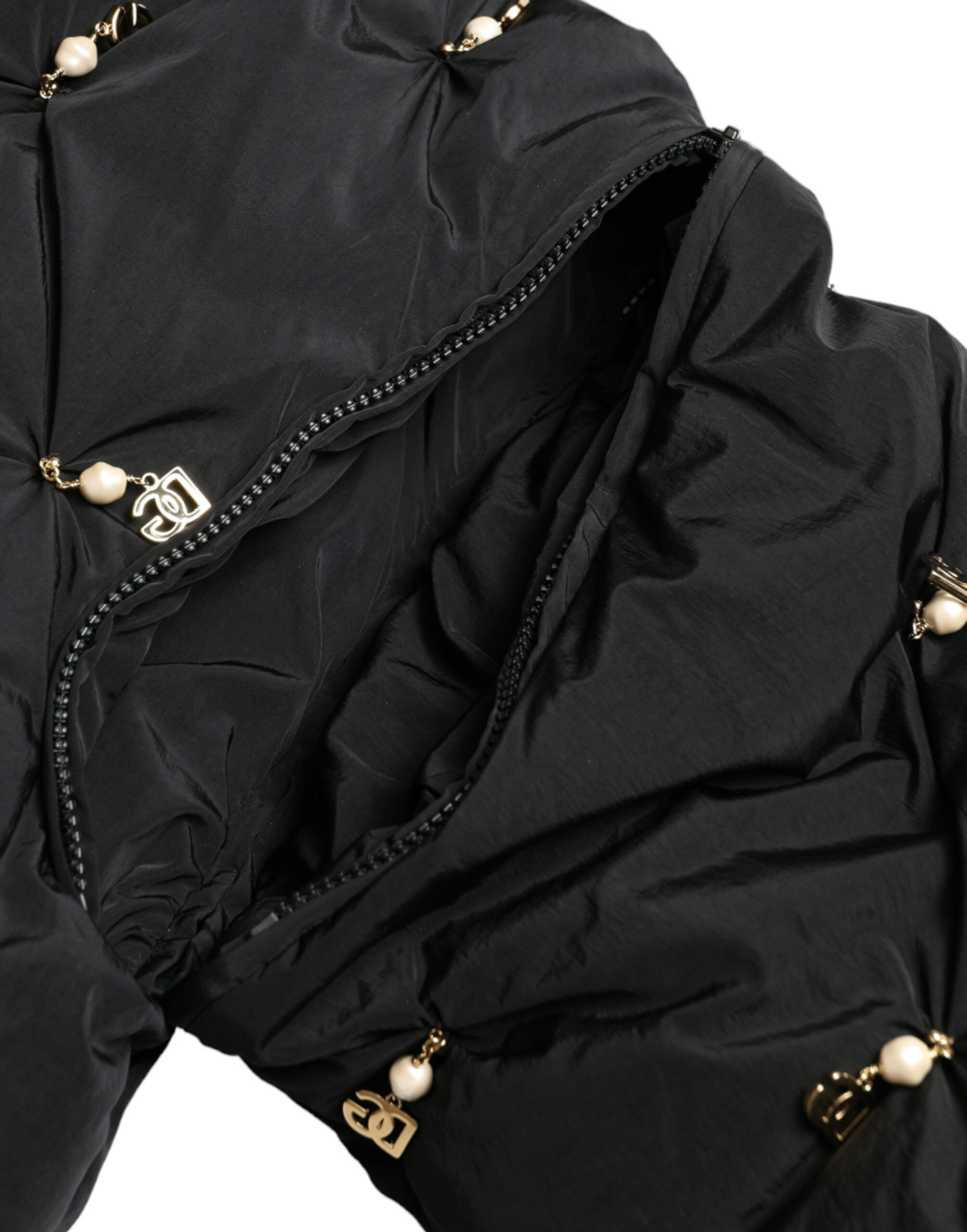 Black Embellished Quilted Shell Bomber Jacket Dolce & Gabbana