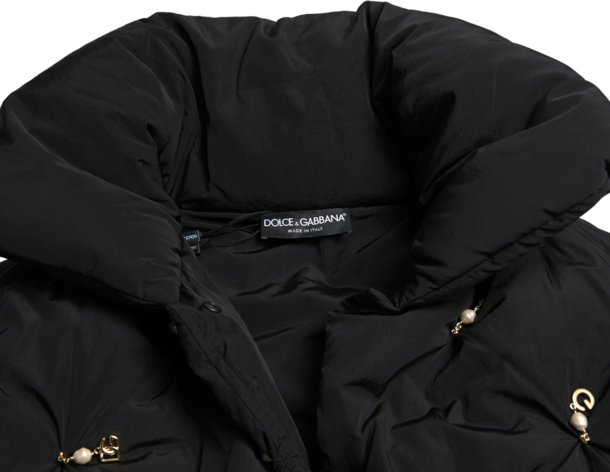 Black Embellished Quilted Shell Bomber Jacket Dolce & Gabbana