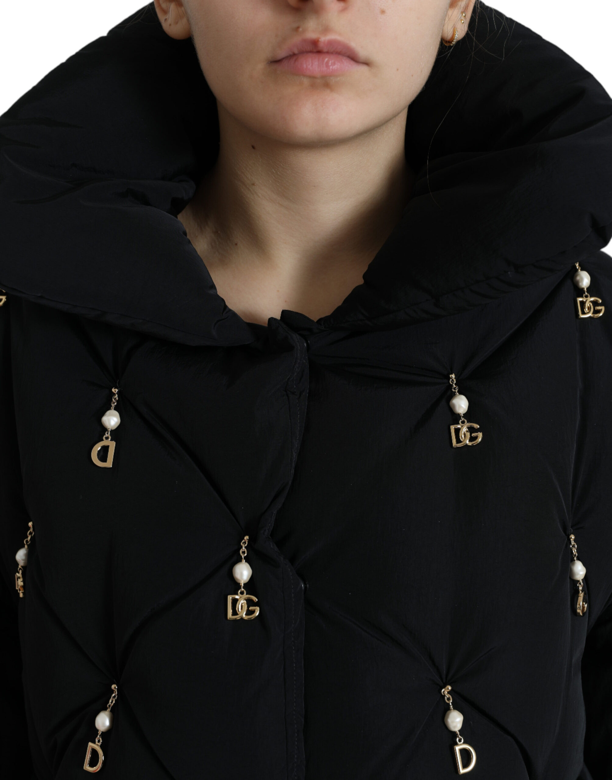 Black Embellished Quilted Shell Bomber Jacket Dolce & Gabbana