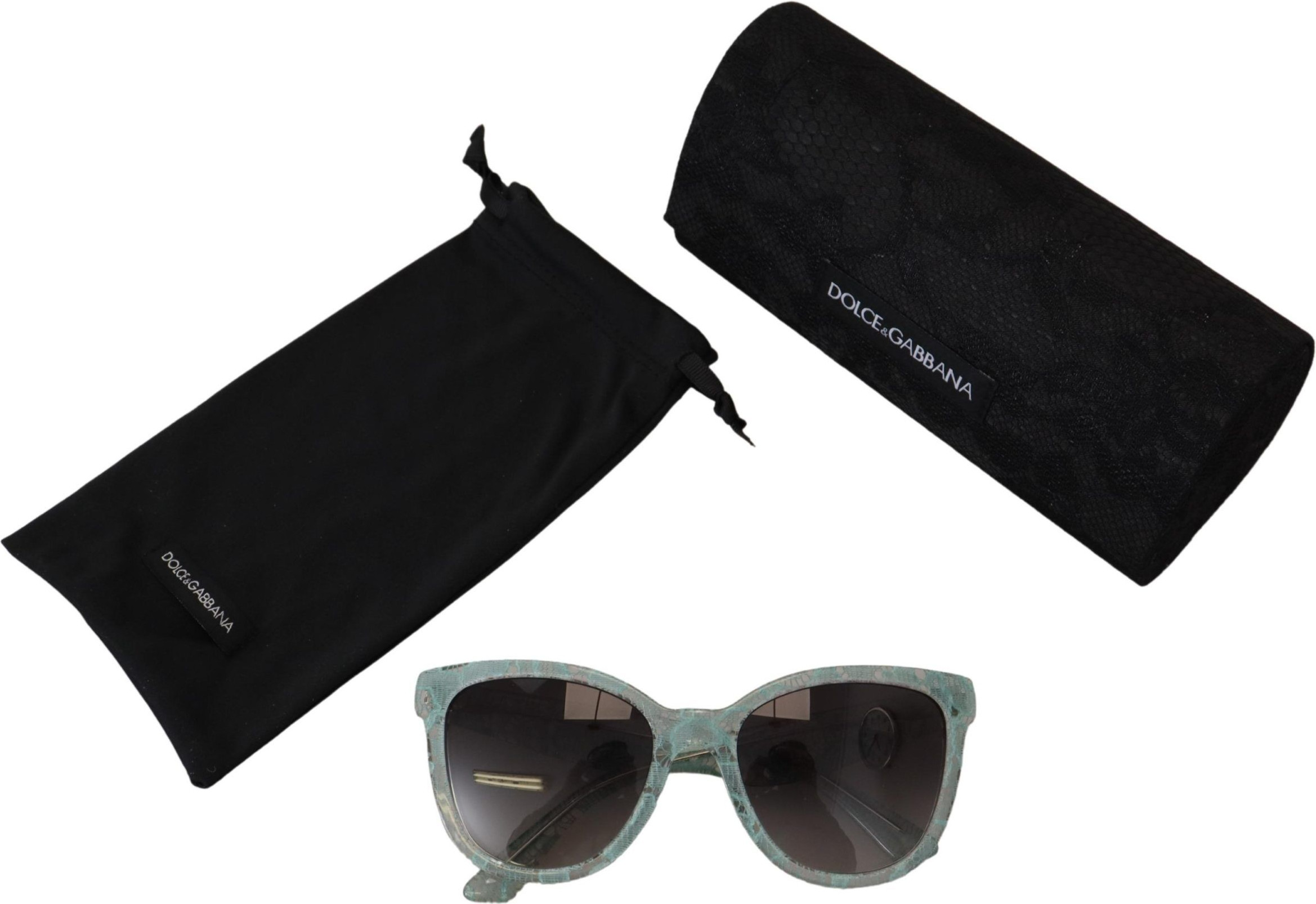 Sunglasses Dolce & Gabbana Blue Lace Acetate Crystal Round
