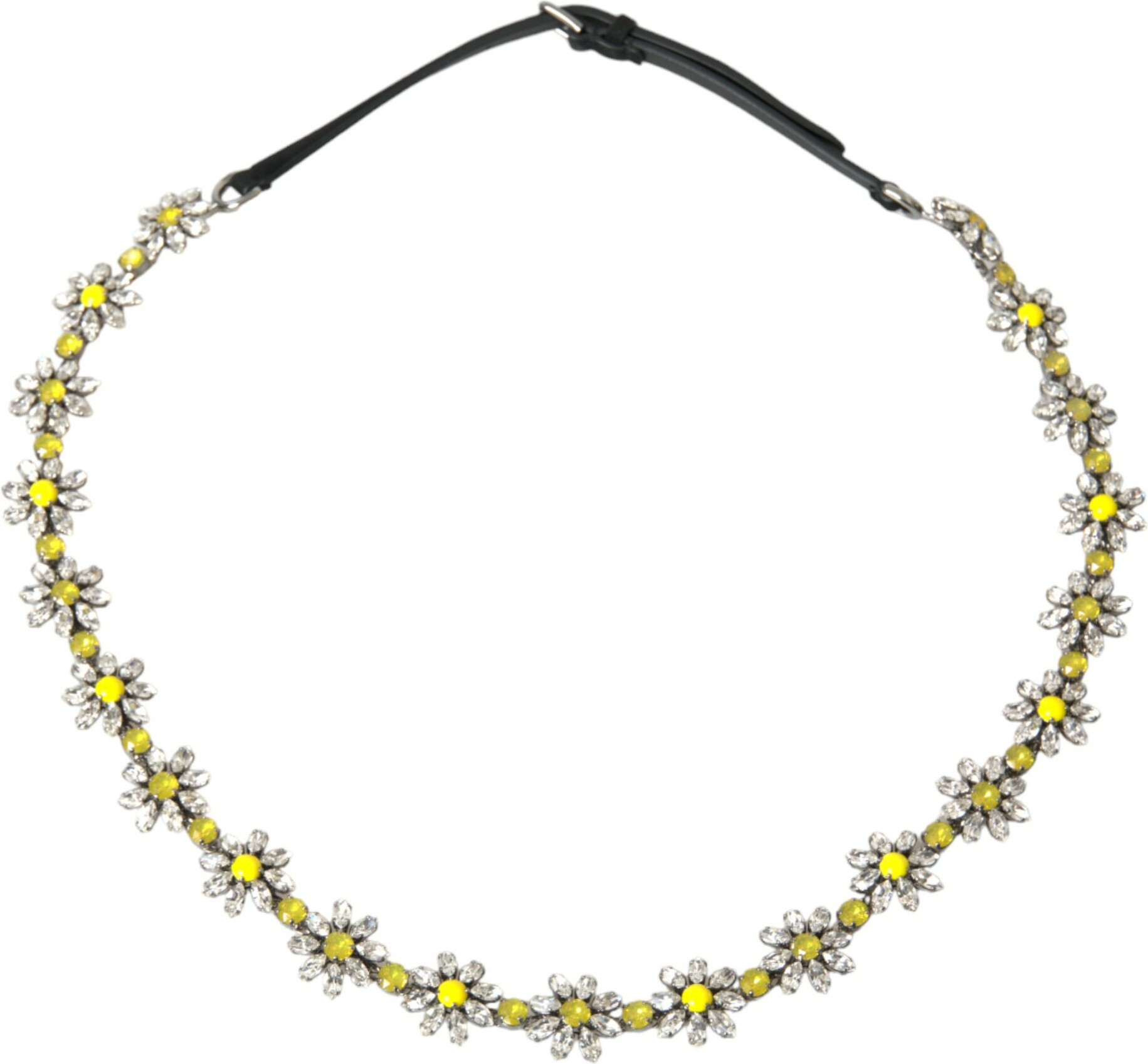 Belt Dolce & Gabbana Black Daisy Crystal Dauphine Waist Belt
