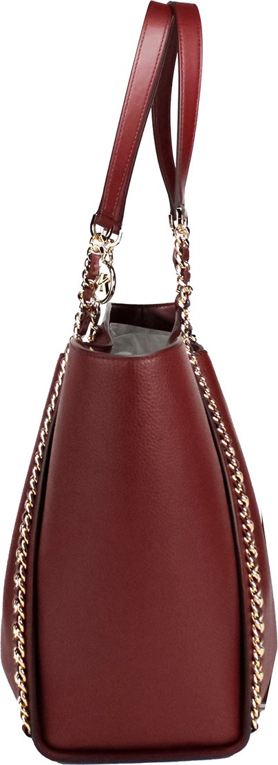 Сумка-тоут Michael Kors Mina Large Dark Cherry с инкрустацией в виде ремня с цепочкой