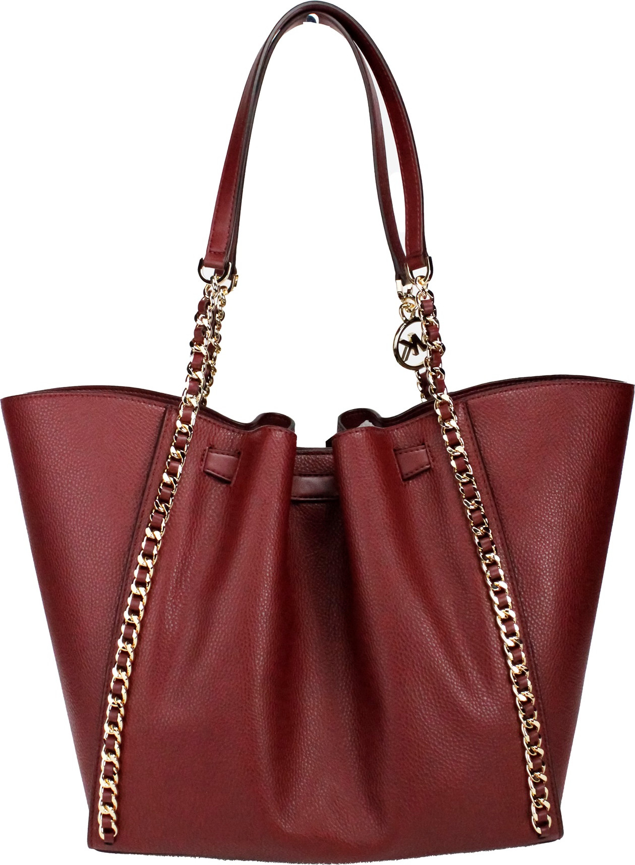 Сумка-тоут Michael Kors Mina Large Dark Cherry с инкрустацией в виде ремня с цепочкой