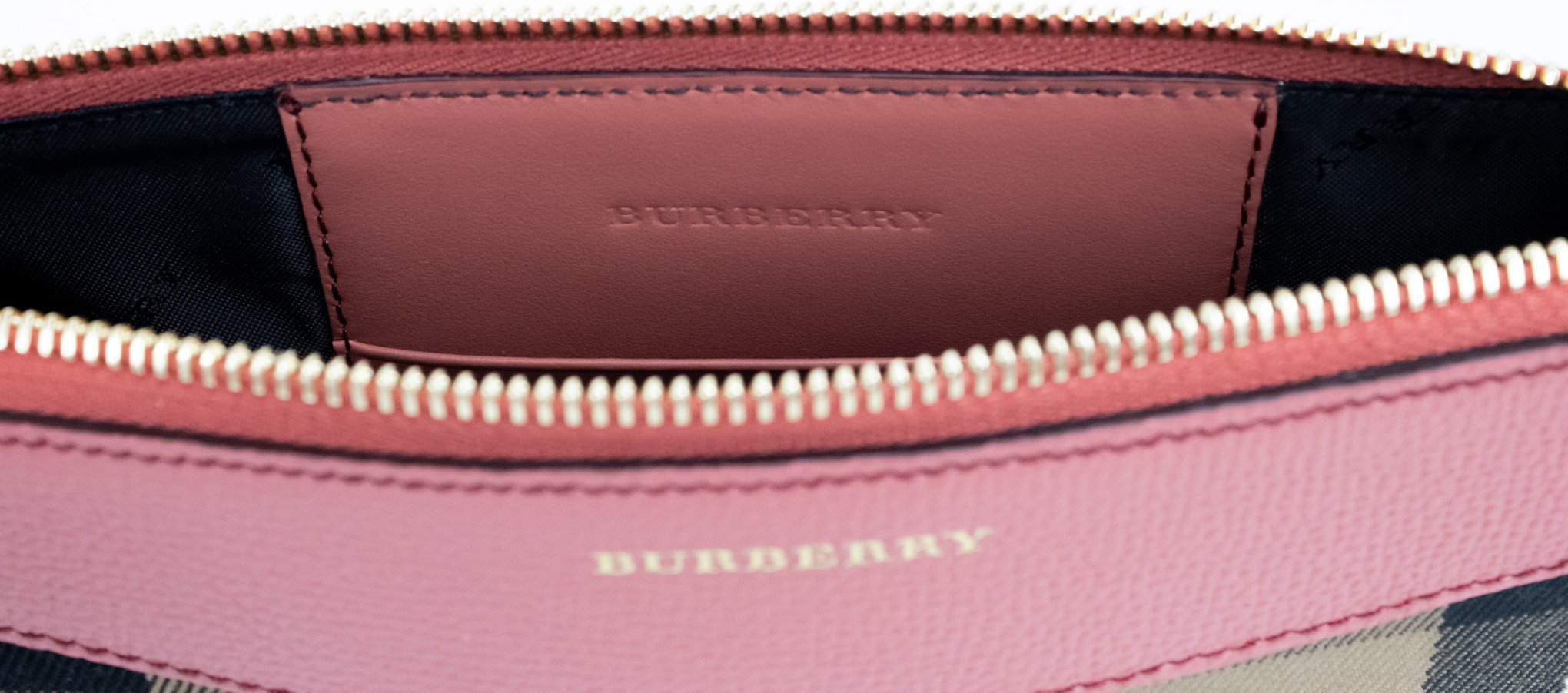 Crossbody Bag Burberry Peyton House Check Derby Cinnamon Red Grain Leather Pouch