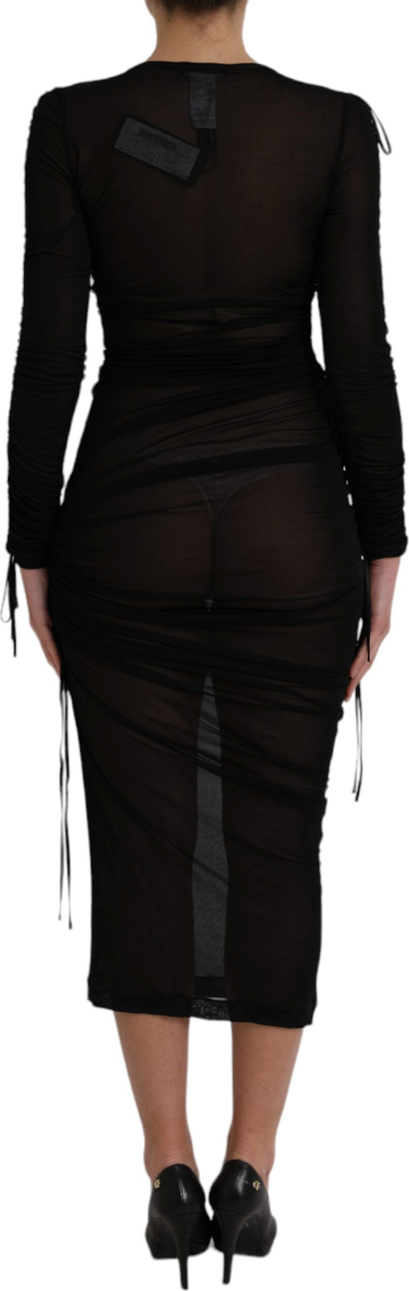 Dress Dolce & Gabbana Black Sheer Bodycon Sheath Midi Dress