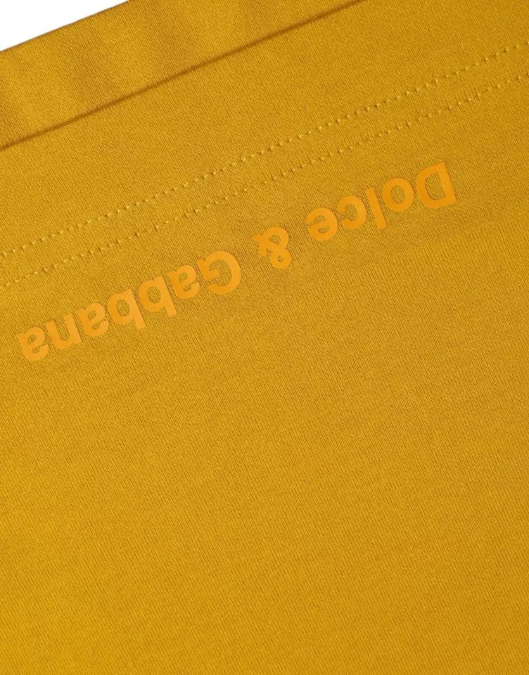 Dark Yellow Logo Cotton Round Neck T-shirt Dolce & Gabbana