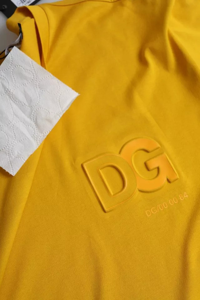 Dark Yellow Logo Cotton Round Neck T-shirt Dolce & Gabbana