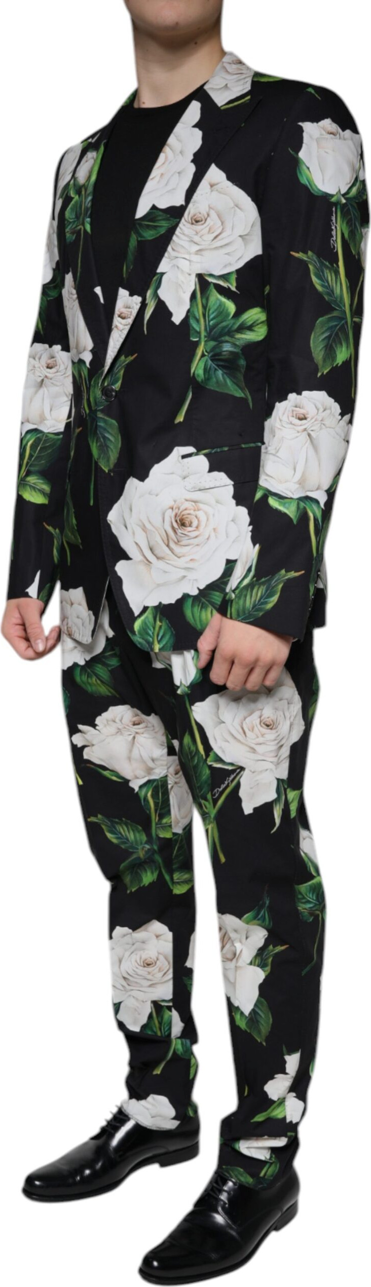 Dolce & Gabbana Qora Gulli Paxta Erkaklar Rasmiy Kostyumi 2 ta