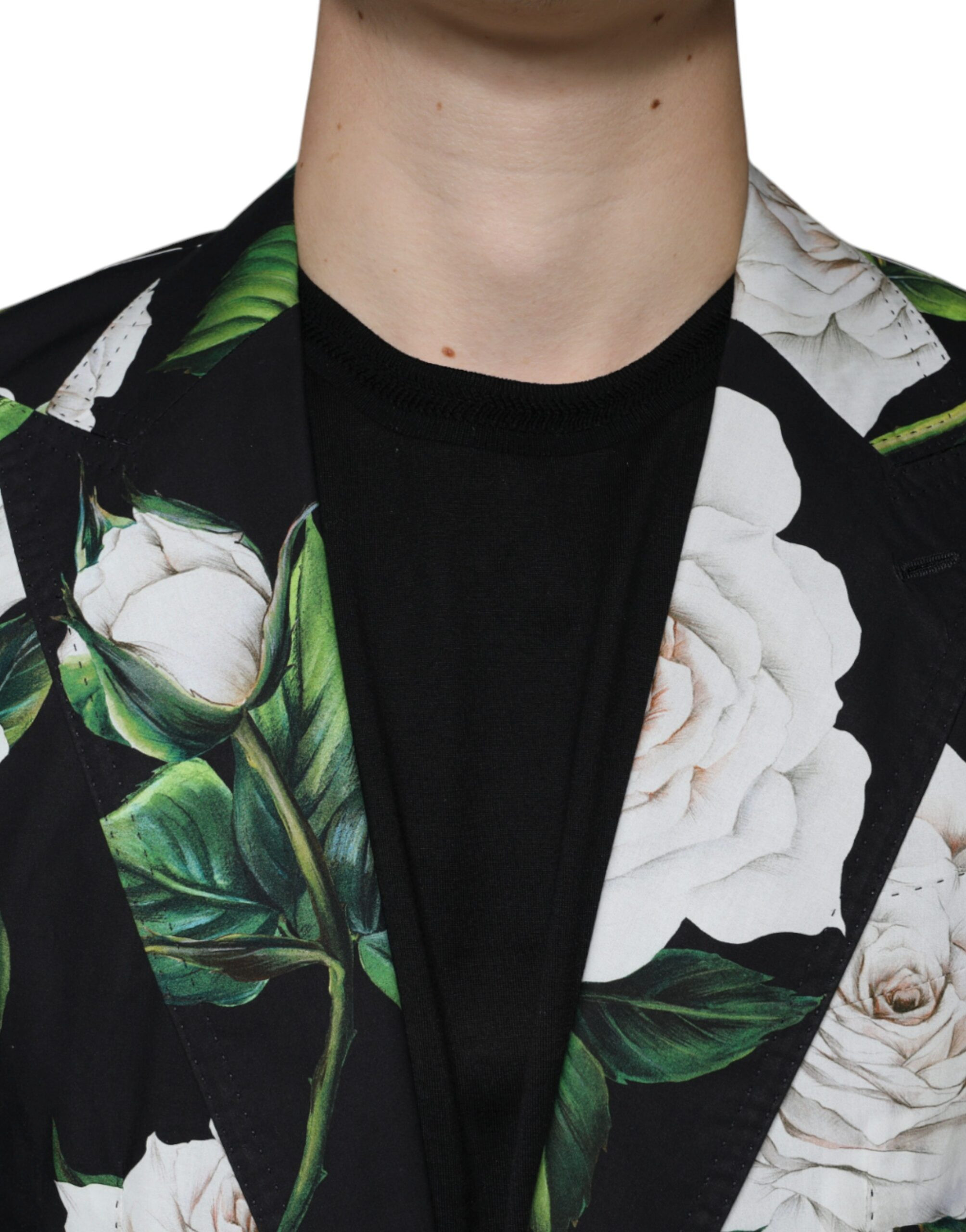 Dolce & Gabbana Qora Gulli Paxta Erkaklar Rasmiy Kostyumi 2 ta