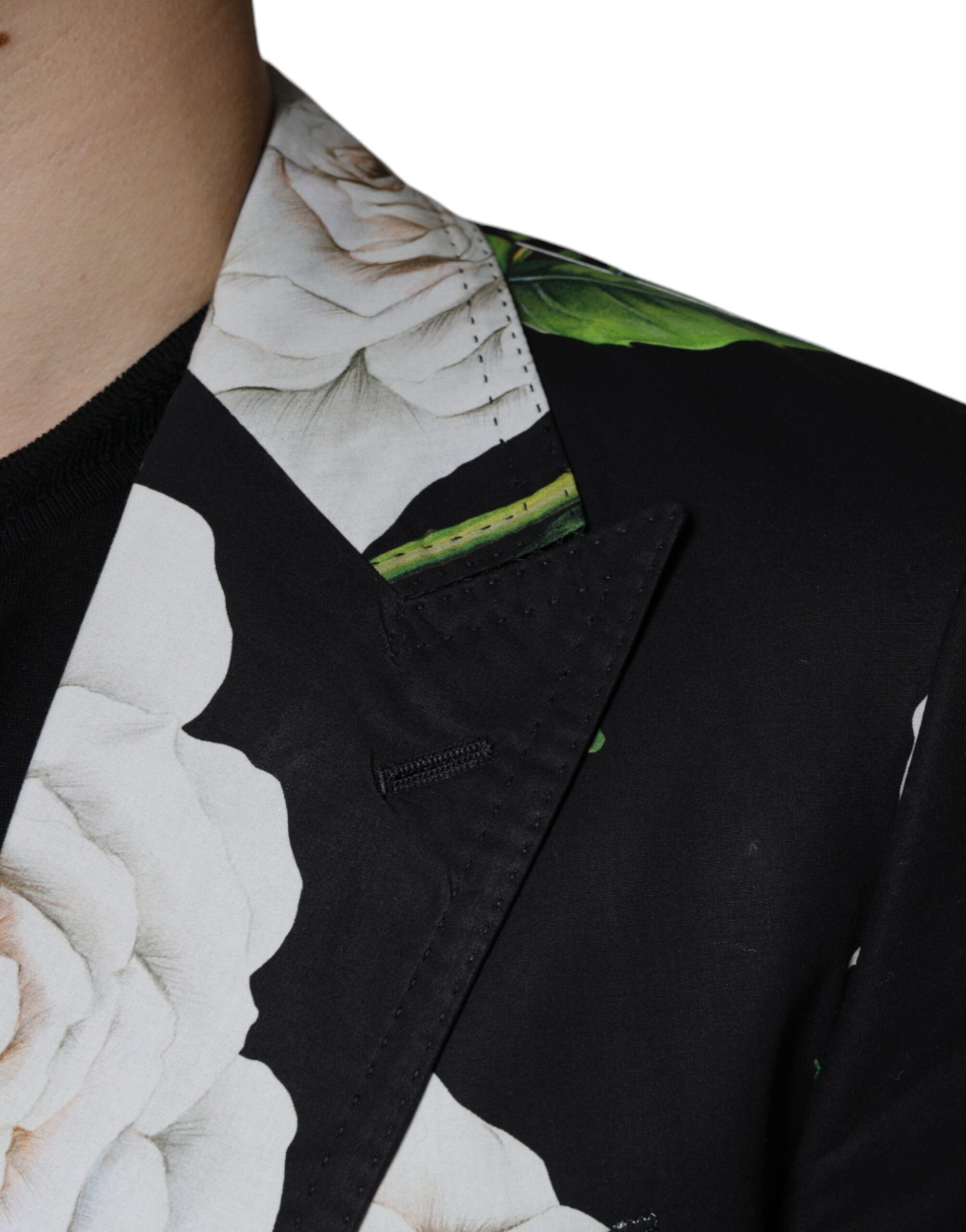 Dolce & Gabbana Qora Gulli Paxta Erkaklar Rasmiy Kostyumi 2 ta