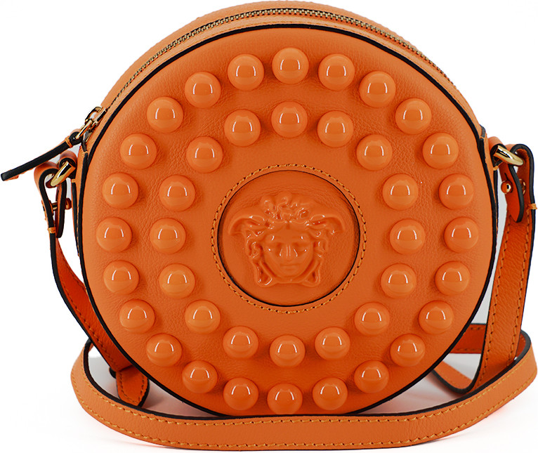 Сумка через плечо Versace Chic Оранжевая Круглая Кожаная