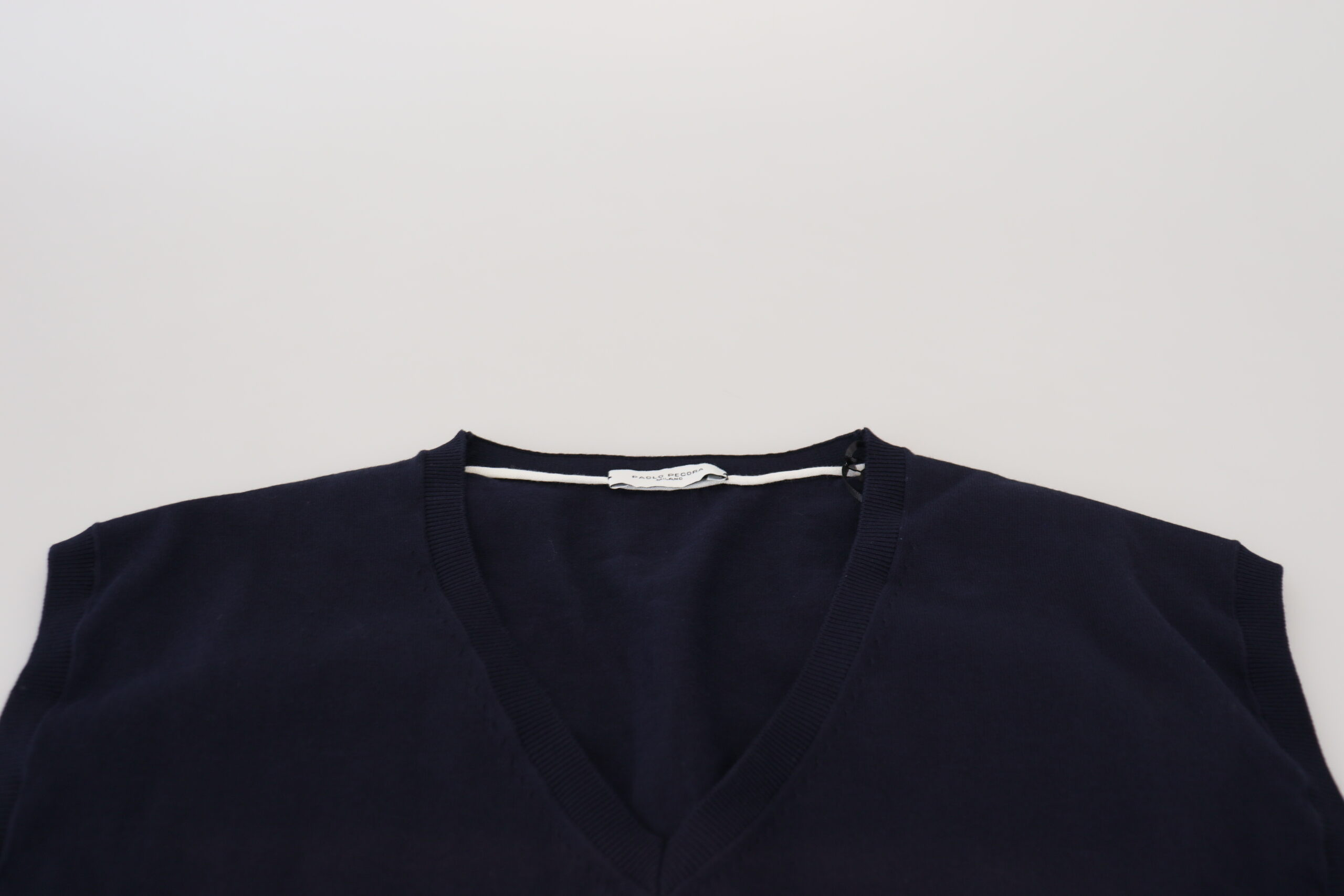 Black Cotton V-neck Sleeveless Tank T-shirt Paolo Pecora
