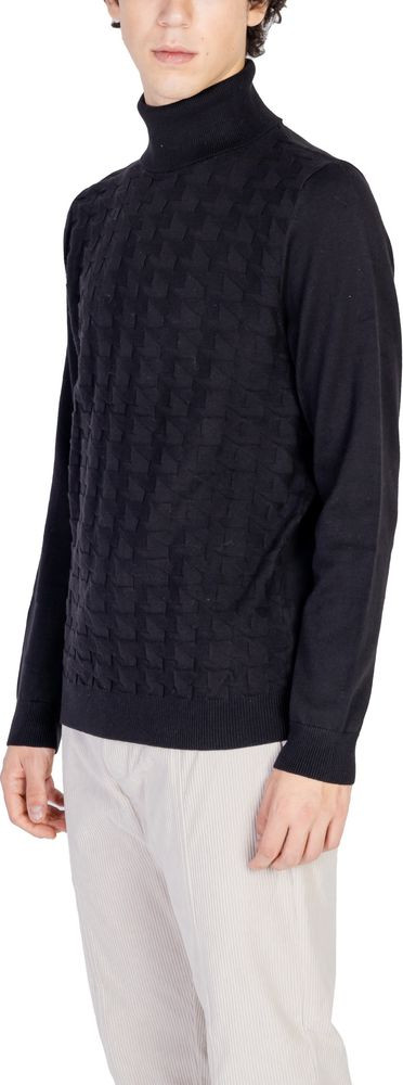 Black Cotton Turtleneck Sweater