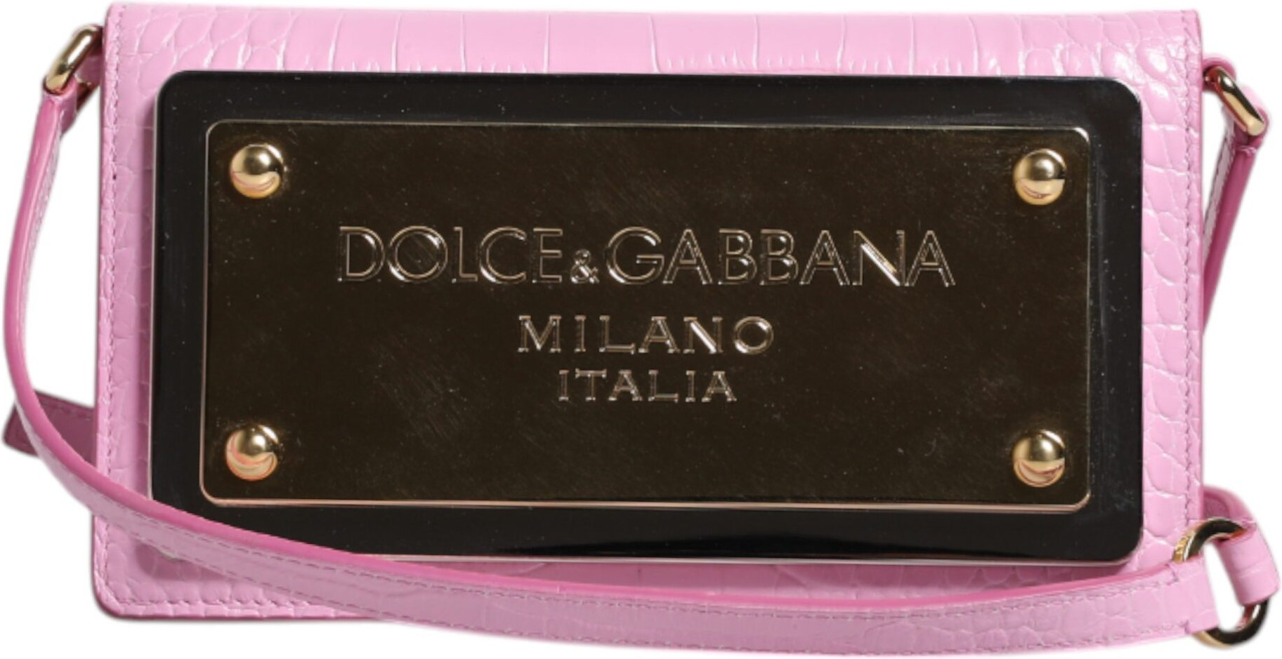 Сумка через плечо Dolce & Gabbana Розовая из кожи экзотических животных с накладкой с логотипом