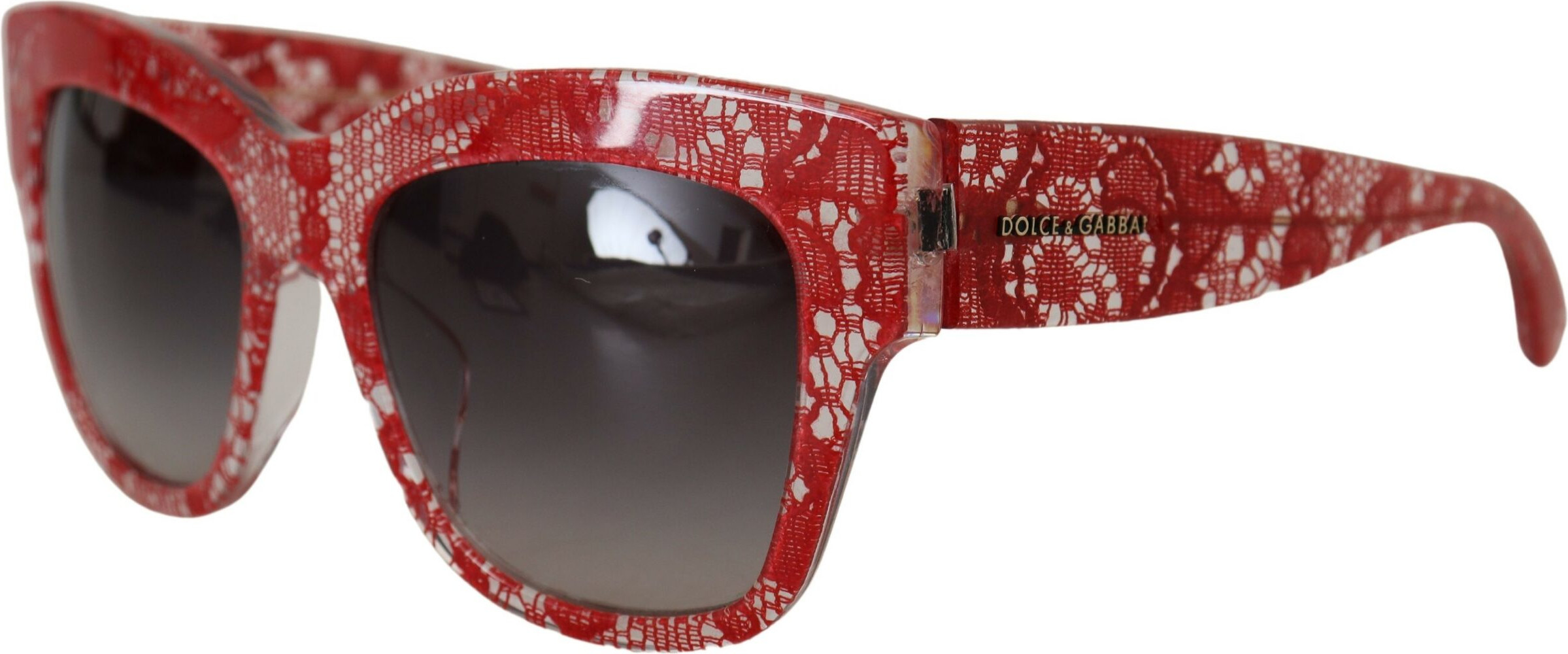Dolce & Gabbana Qizil DG4231F Dantel Asetat To'rtburchak Quyosh Ko'zoynak