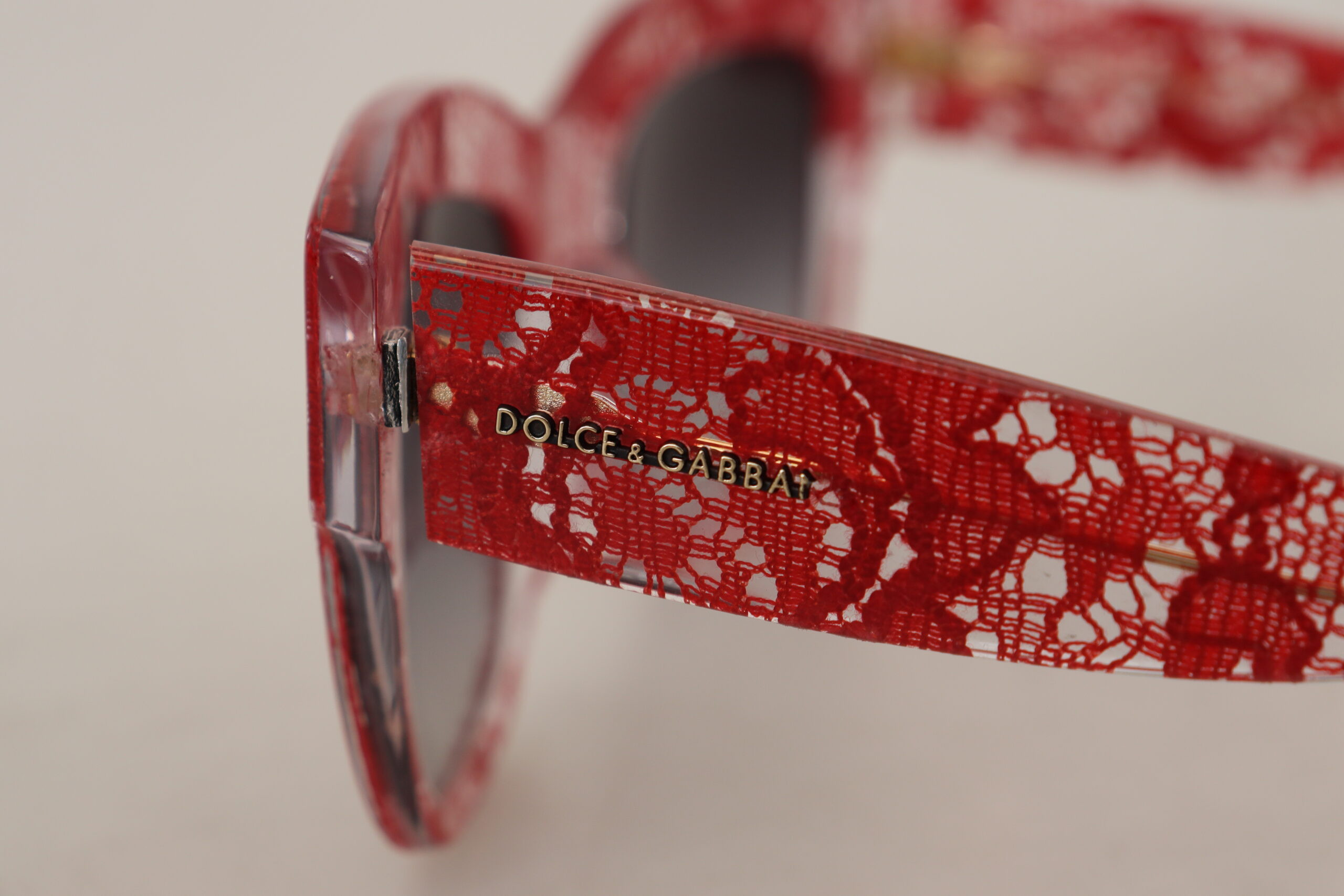 Dolce & Gabbana Qizil DG4231F Dantel Asetat To'rtburchak Quyosh Ko'zoynak