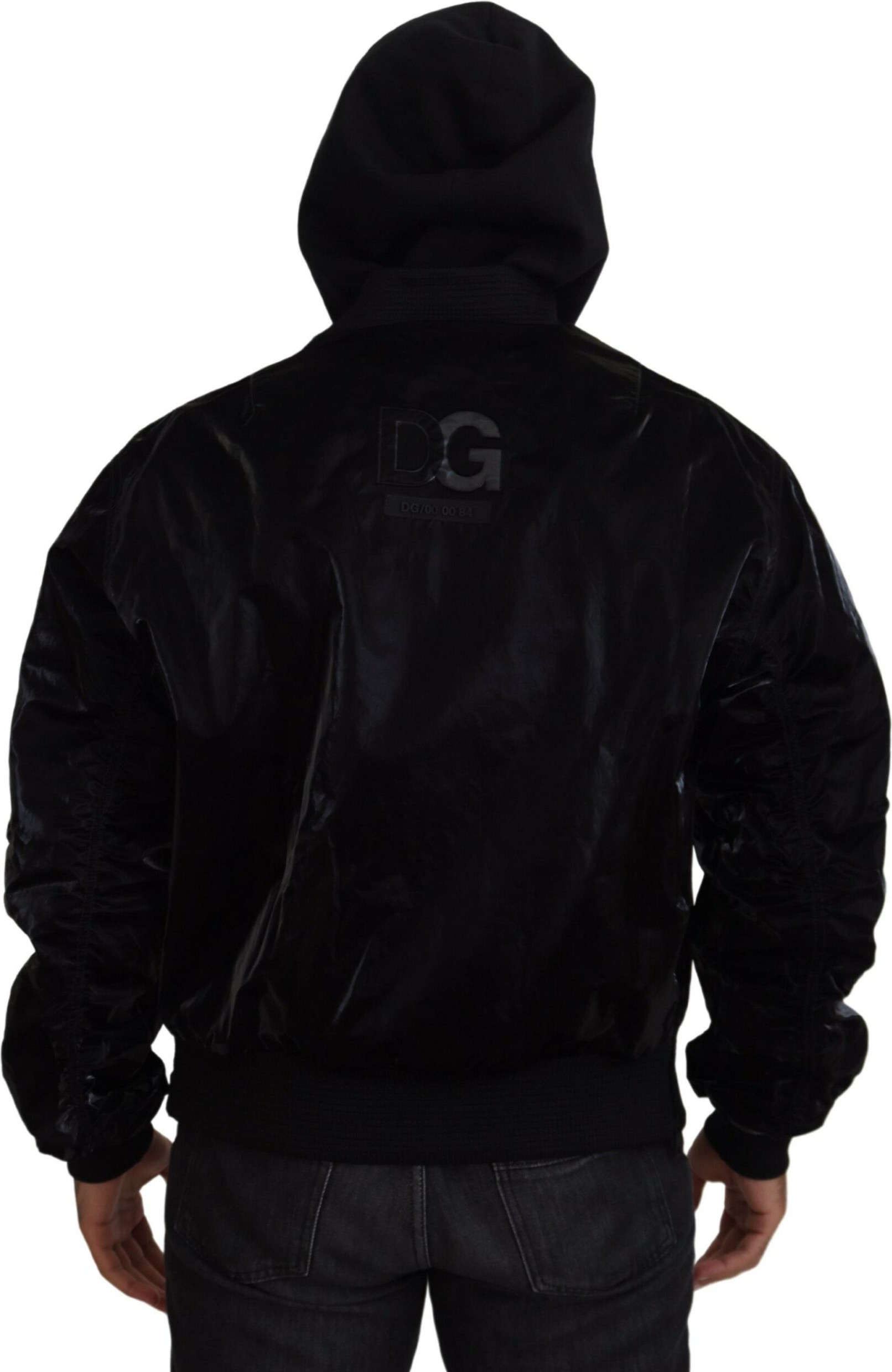 Dolce & Gabbana Black Nylon Hooded Full Zip Bomber Jacket