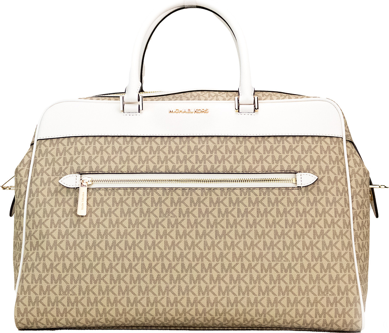 Duffle Bag Michael Kors Travel Large Light Cream Signature PVC Top Zip Weekender
