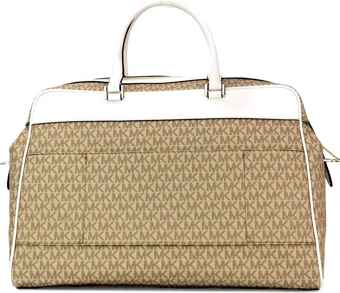 Duffle Bag Michael Kors Travel Large Light Cream Signature PVC Top Zip Weekender