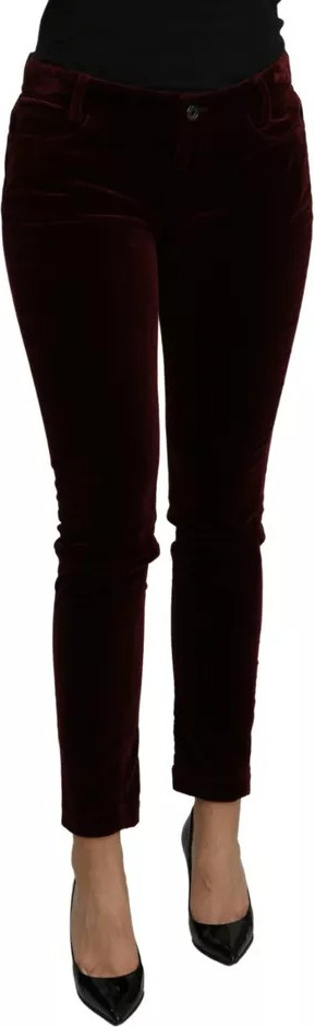 Bordeaux Velvet Stretch Slim Fit Pants Dolce & Gabbana