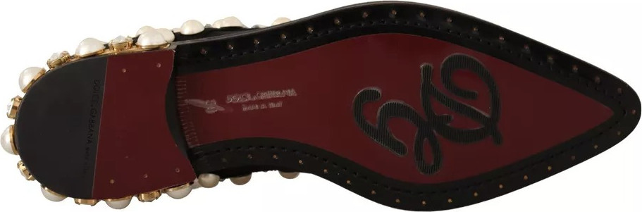 Dolce & Gabbana Qora Dantelli Zargaldoshli Rasmiy Flat Shoes