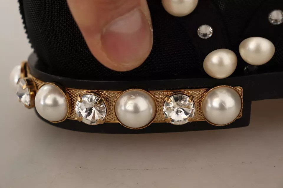 Dolce & Gabbana Qora Dantelli Zargaldoshli Rasmiy Flat Shoes