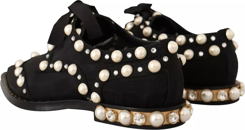 Dolce & Gabbana Qora Dantelli Zargaldoshli Rasmiy Flat Shoes