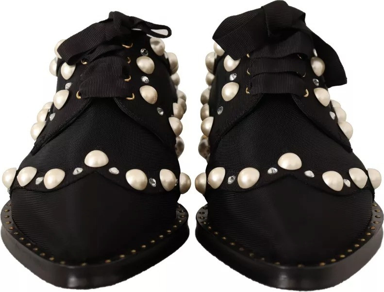 Dolce & Gabbana Qora Dantelli Zargaldoshli Rasmiy Flat Shoes