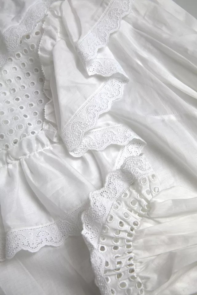 White Cotton Lace Trim Turtle Neck Blouse Dolce & Gabbana