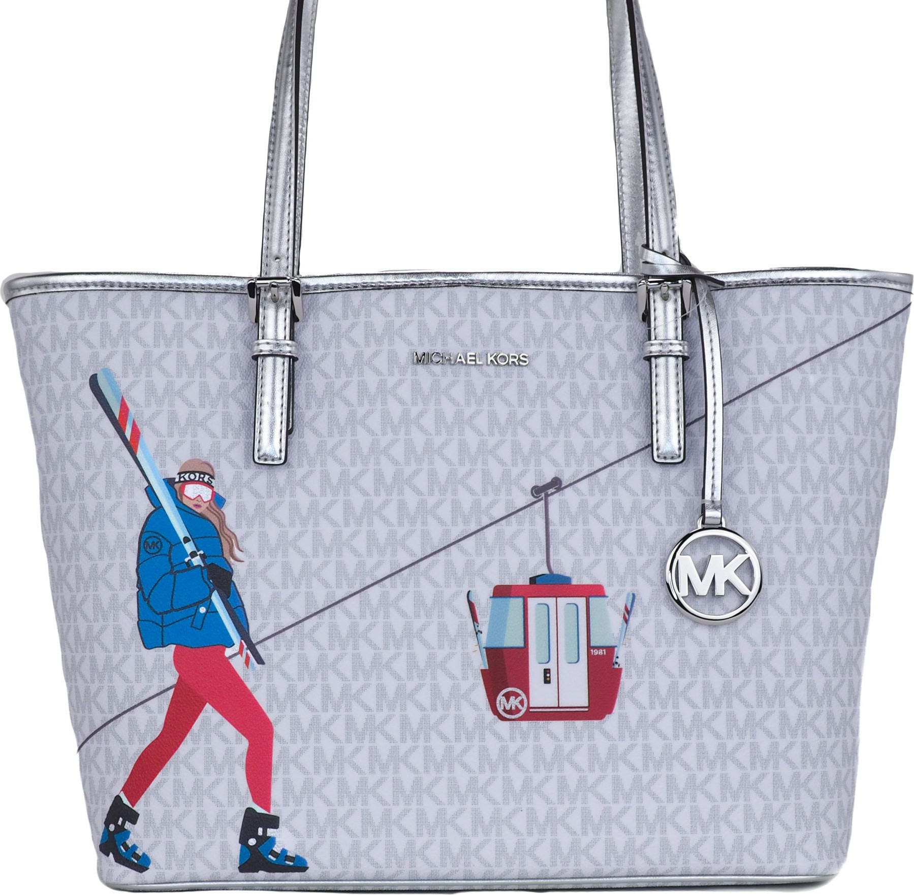 Xalta Xaltasi Michael Kors Jet Set Qizlar Bosma O'rta Signature PVC Tashish uchun Yelkaga Yumshoq Xalta Xaltasi