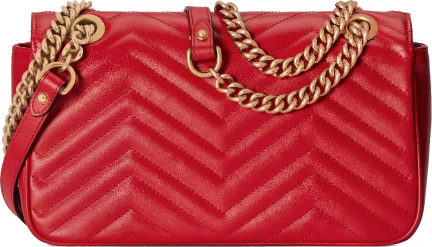 Shoulder Bag Gucci Elegant Red Matelassé Leather