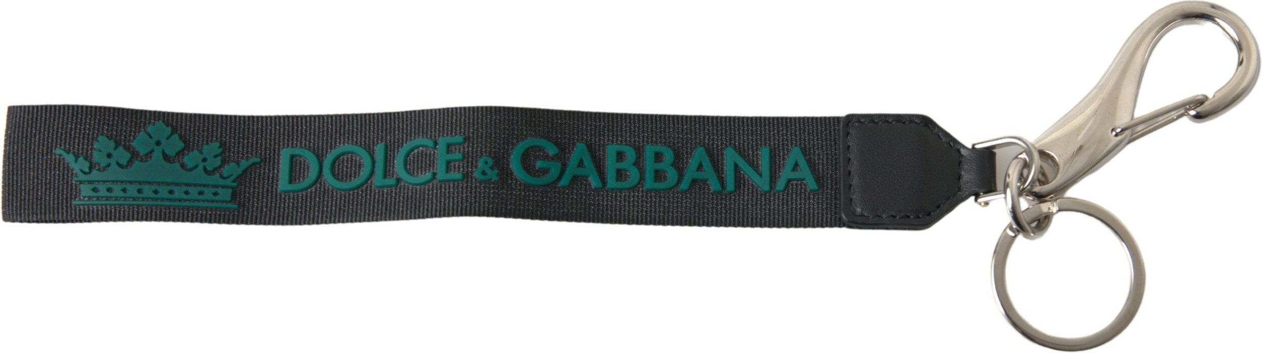 Брелок Dolce & Gabbana Черный Резиновый Логотип DG Металлическая фурнитура Серебристого Цвета