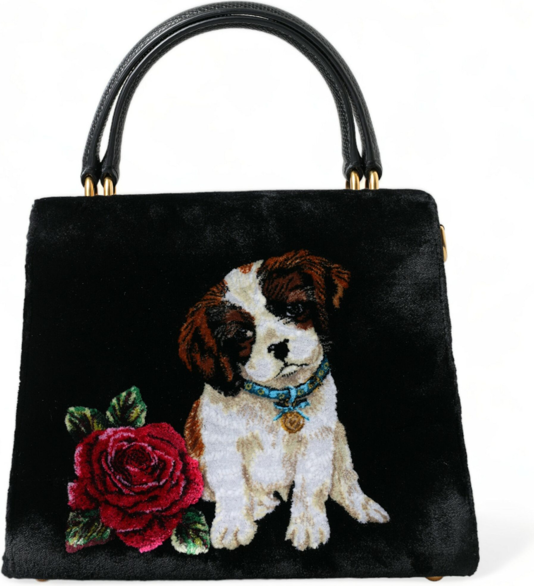 Сумка Dolce & Gabbana Элегантная сумка из бархата и кожи с дизайном в виде собаки