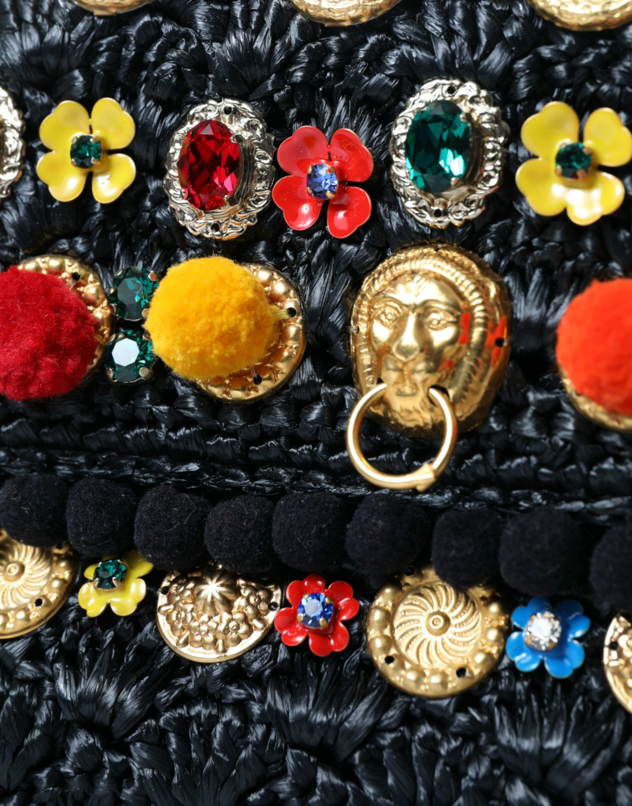 Сумка Tote Dolce & Gabbana Элегантная Черная Декорированная из Рафии Через Плечо