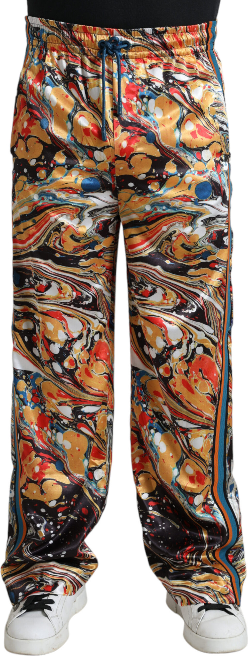 Спортивные штаны Dolce & Gabbana Multicolor Панталоны из сатина с принтом мрамора