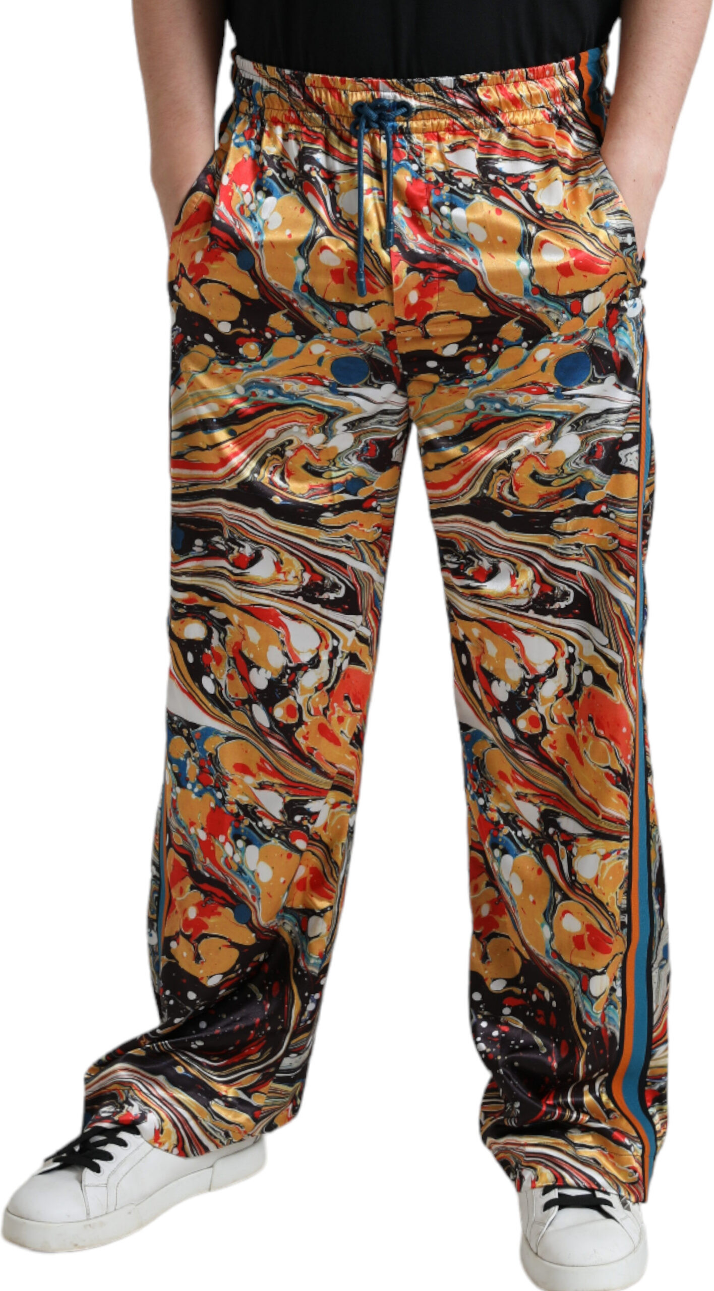 Спортивные штаны Dolce & Gabbana Multicolor Панталоны из сатина с принтом мрамора