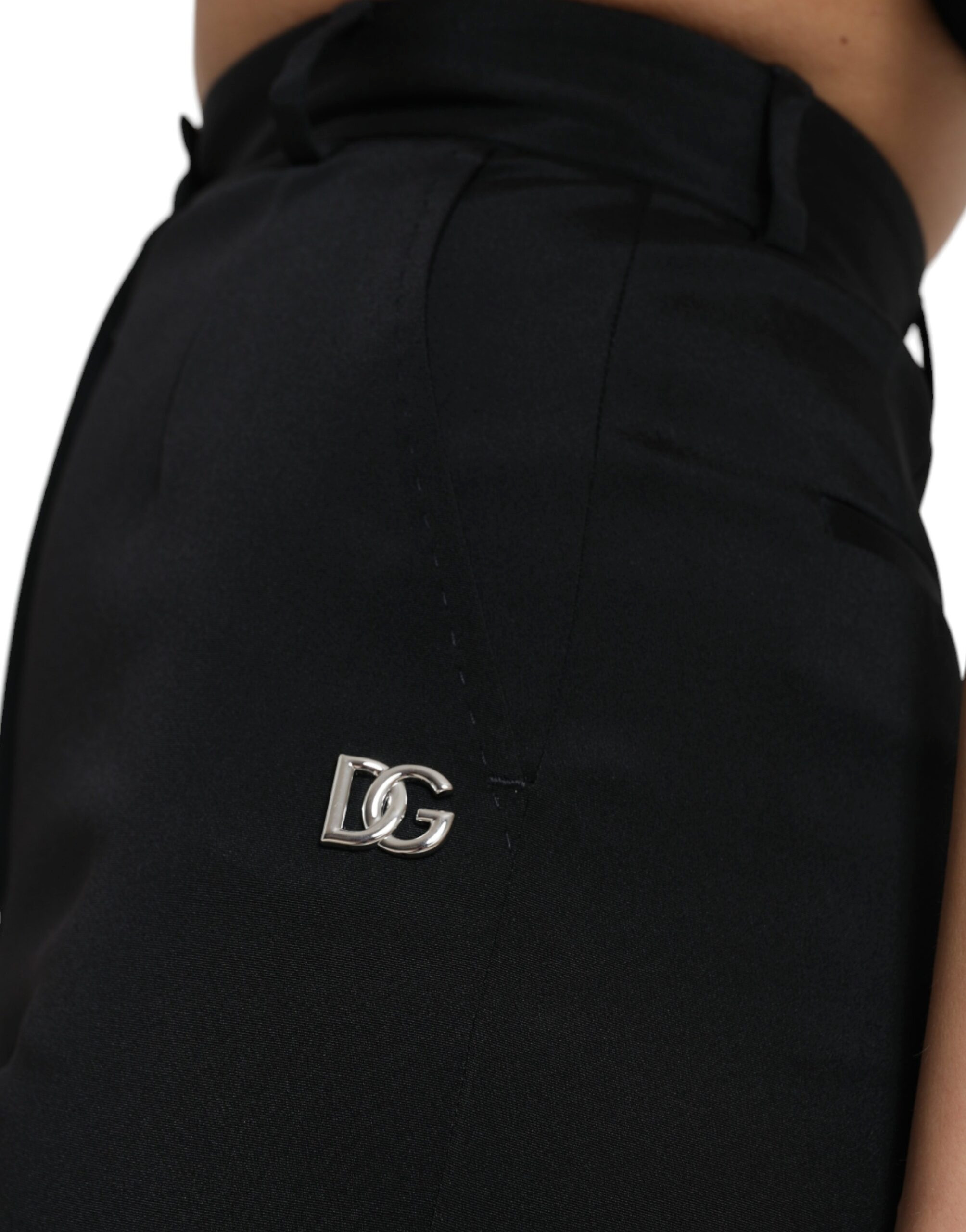 Black Wool Stretch High Waist Skinny Pants Dolce & Gabbana