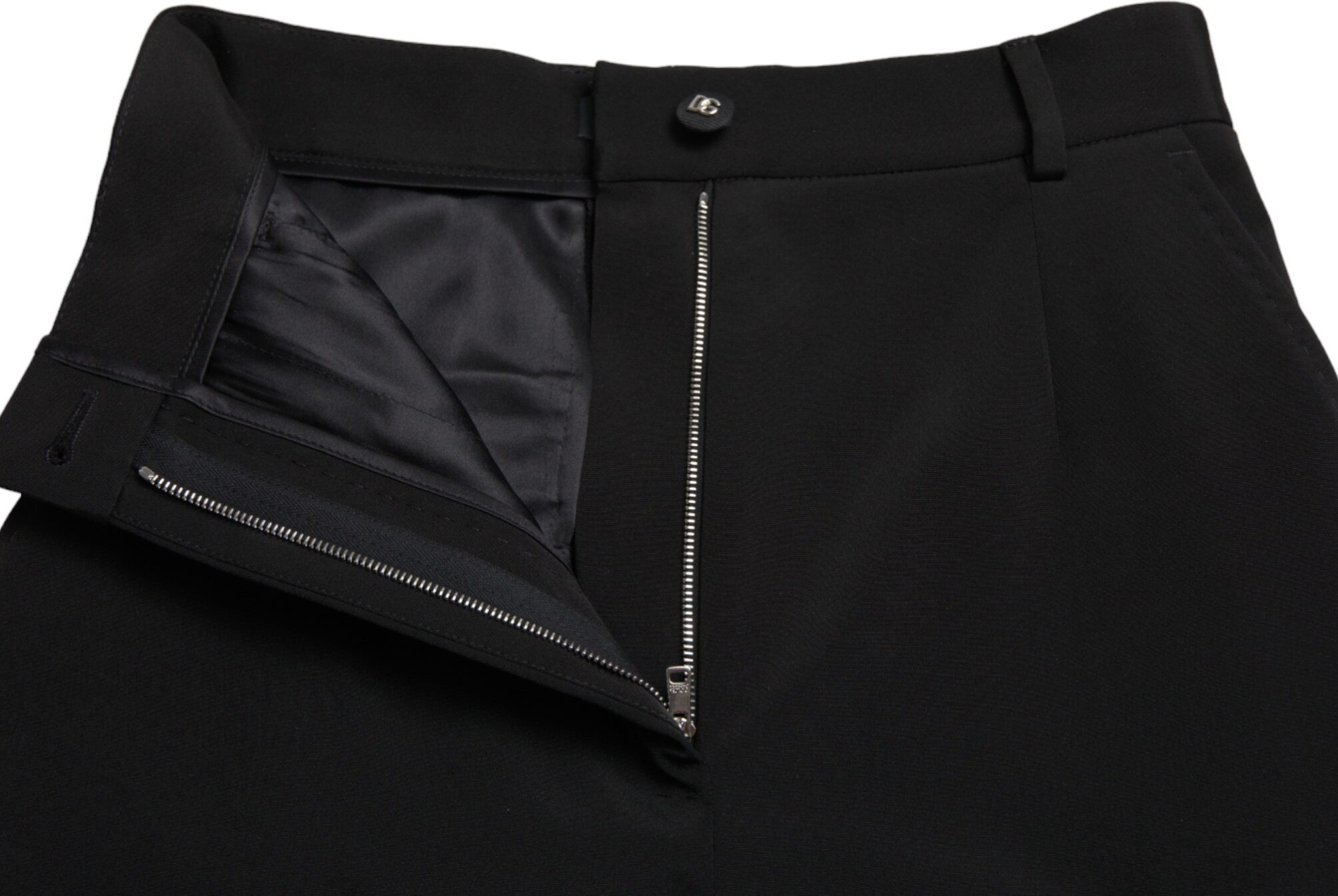 Black Wool Stretch High Waist Skinny Pants Dolce & Gabbana