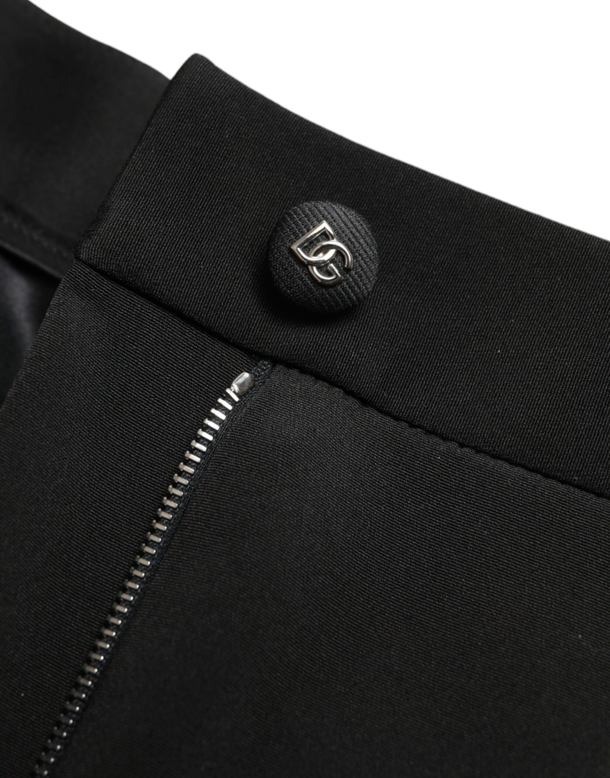 Black Wool Stretch High Waist Skinny Pants Dolce & Gabbana