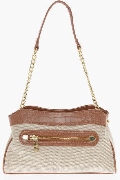 LOVE MOSCHINO Chic Canvas va Sun'iy Charmdan Yasalgan yelkaga uriladigan Sumka