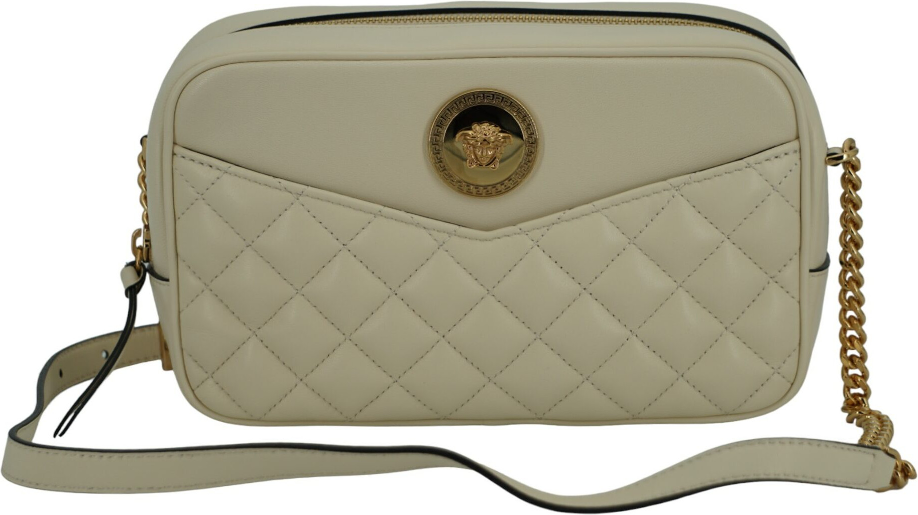 Shoulder Bag Versace Elegant White Leather Camera