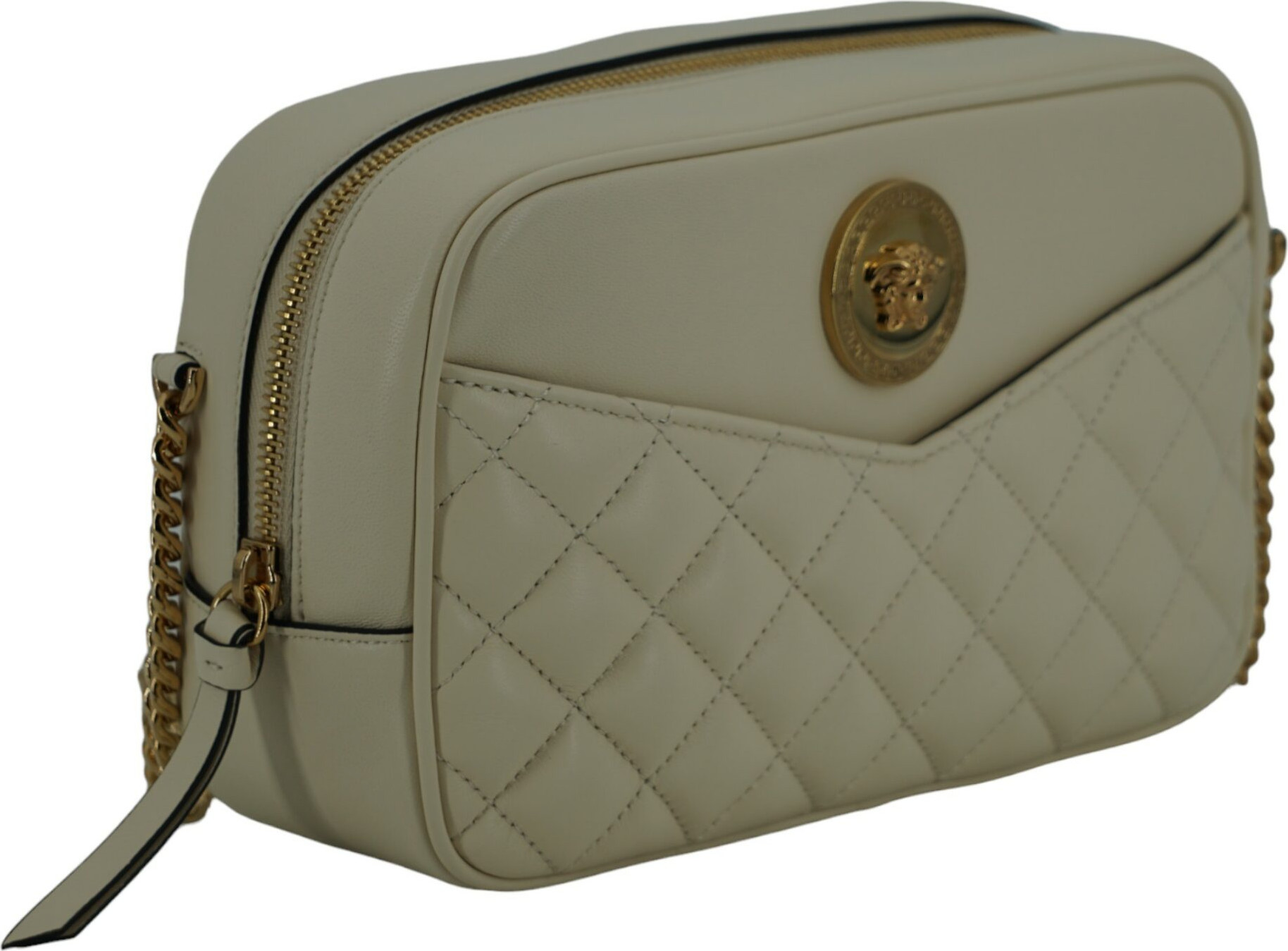 Shoulder Bag Versace Elegant White Leather Camera