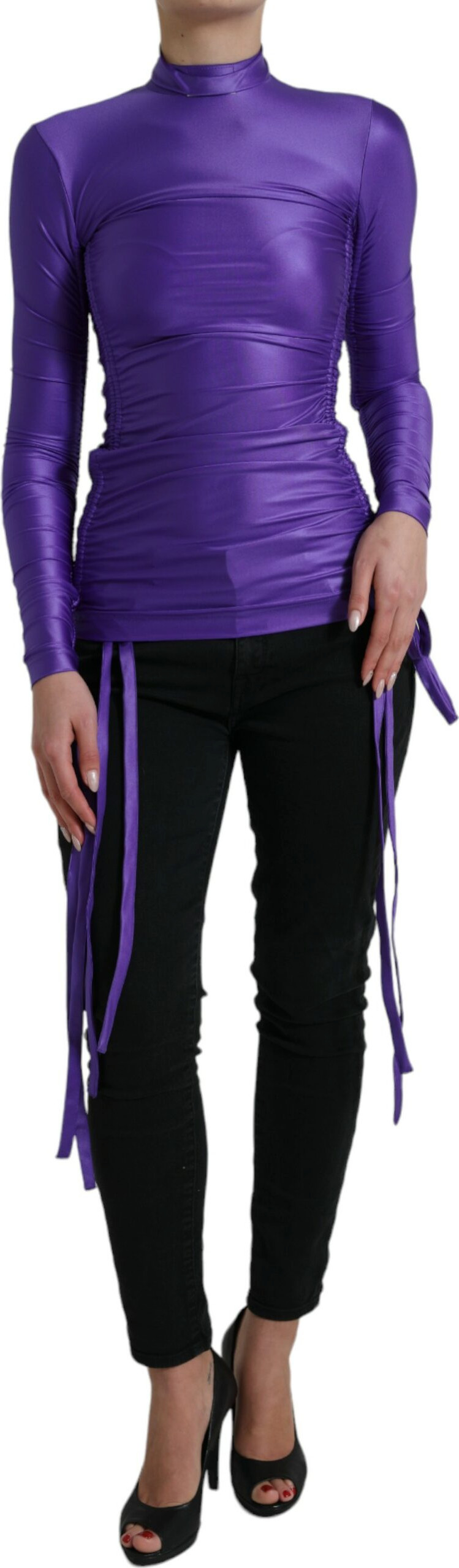 Purple Nylon Stretch Slim Long Sleeves Top Dolce & Gabbana