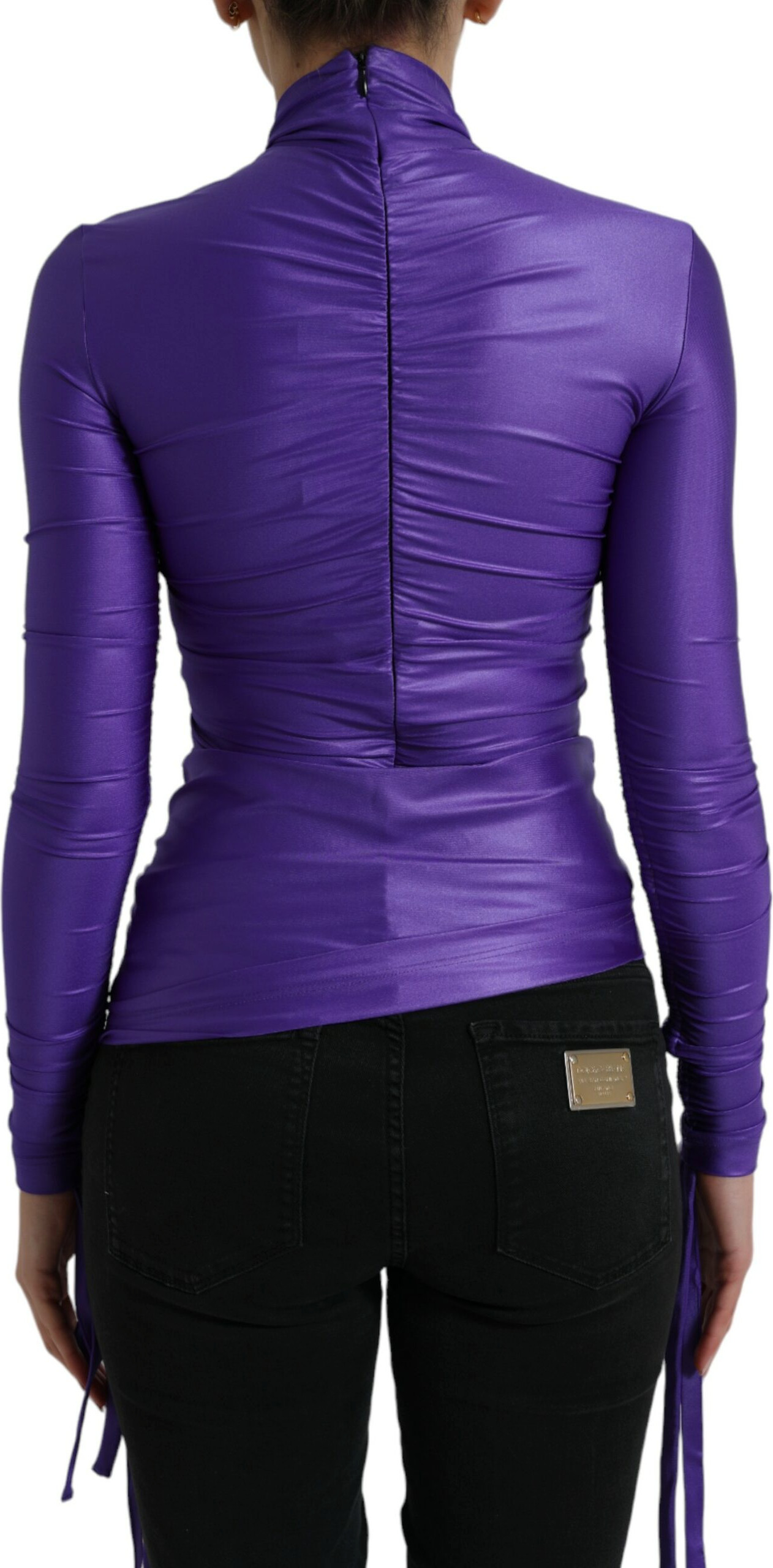 Purple Nylon Stretch Slim Long Sleeves Top Dolce & Gabbana